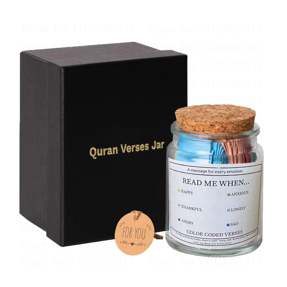 Bocal Islamique avec Versets du Coran - Notes Colorées de Louanges et Meilleurs Vœux pour la Lecture du Coran - Cadeau Musulman